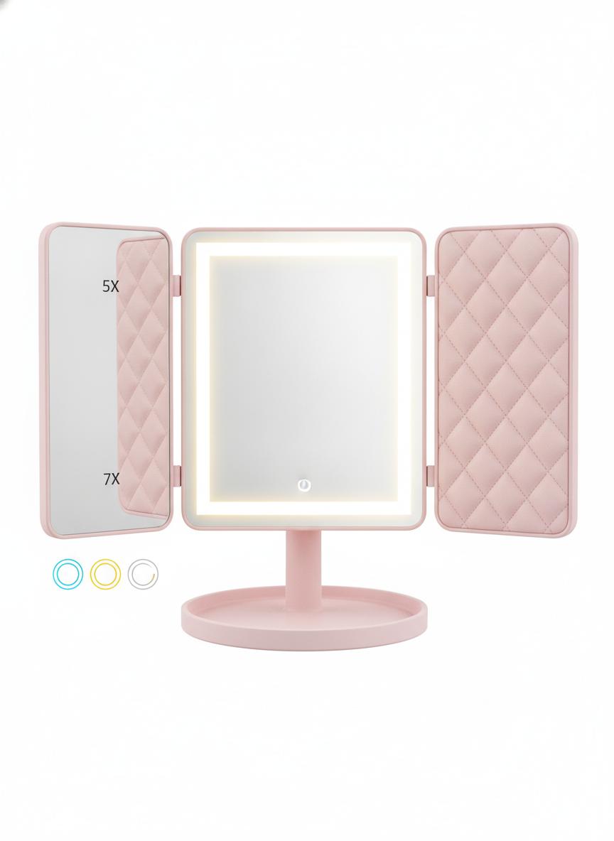 Pink Daylight Trifold – LED Makeup Mirror
