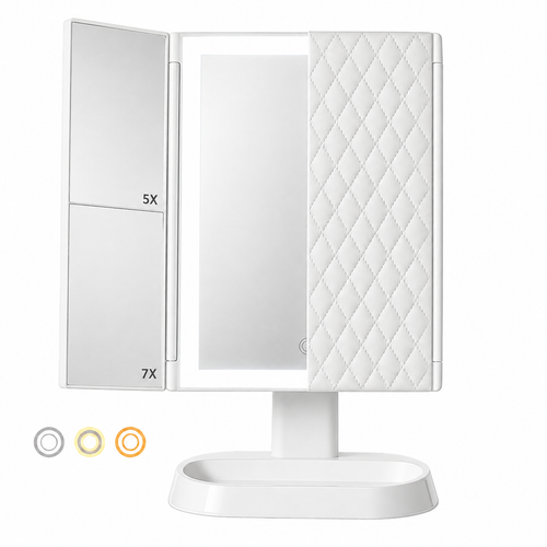 Trifold LED Makeup Mirror