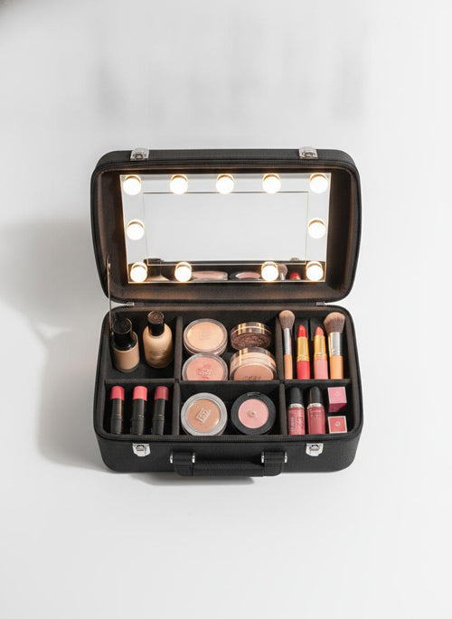 Black Makeup Storage Bag – LED Mirror