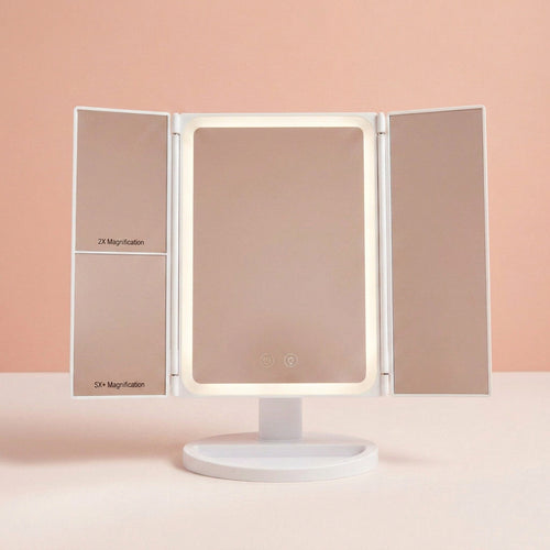 Trifold LED Makeup Mirror