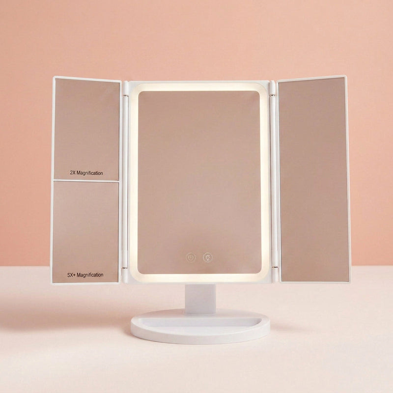 Trifold LED Makeup Mirror