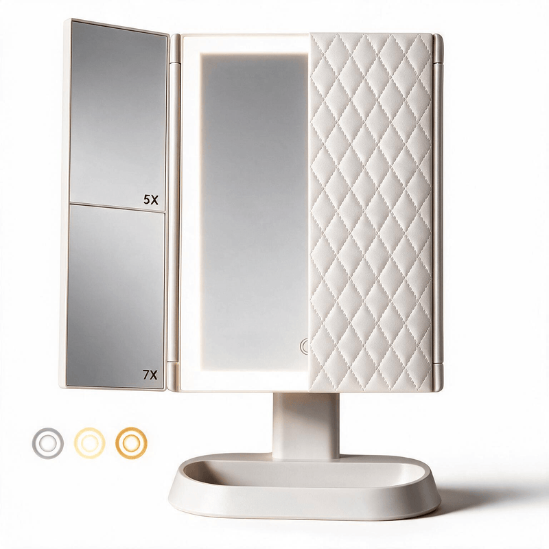Trifold LED Makeup Mirror