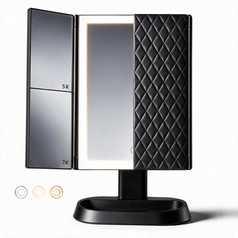 Trifold LED Makeup Mirror