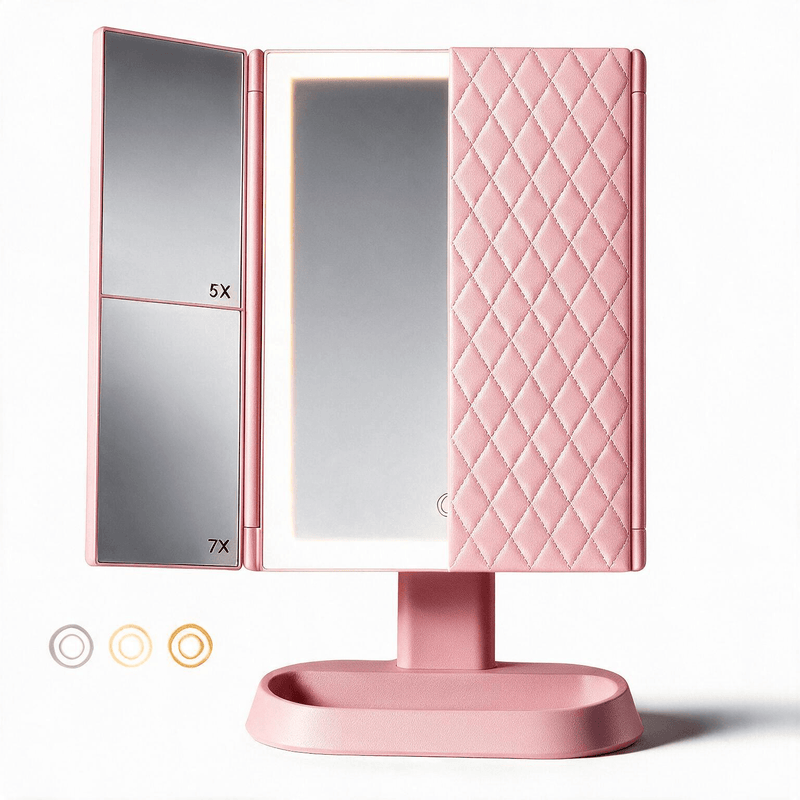 Trifold LED Makeup Mirror